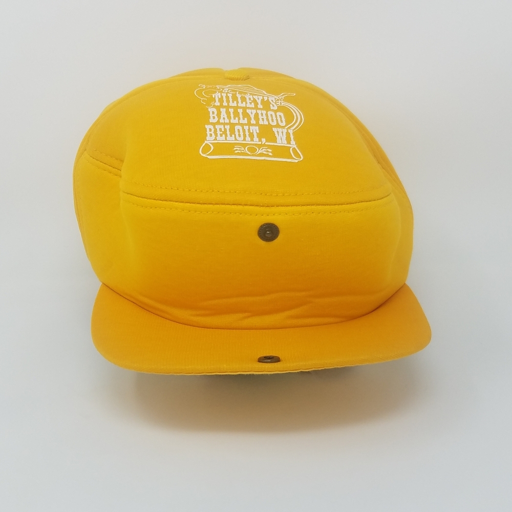 Tilley's Ballyhoo Beloit WI Vintage Yellow Foam Snap Cap Tavern Promo Hat